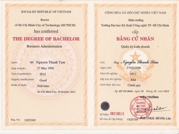 Làm Bằng Đại Học Hutech Kèm Bảng Điểm Phôi Thật
