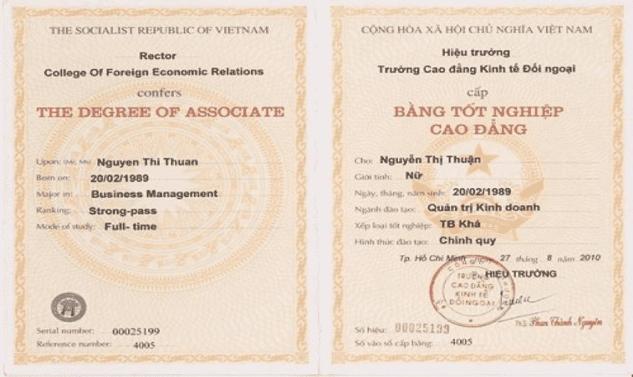 Dịch Vụ Làm Bằng Cao Đẳng Kinh Tế Đối Ngoại Uy Tín