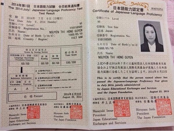 Làm Chứng Chỉ Tiếng Nhật Phôi Thật Chuẩn Xác 100%