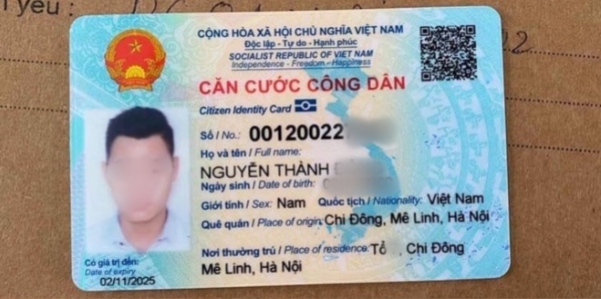 Nội dung mặt trước của CCCD gắn chip giả