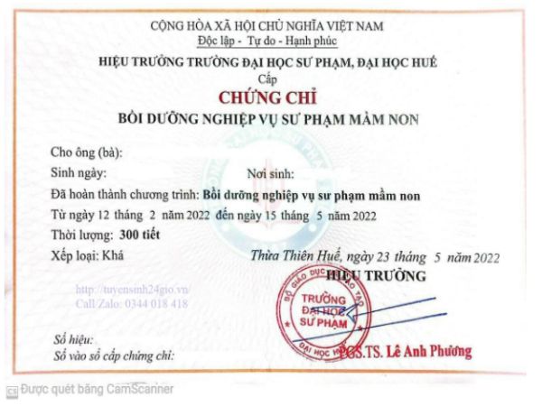 Bảng giá dịch vụ làm chứng chỉ sư phạm giả tại Làm Bằng Đại Học