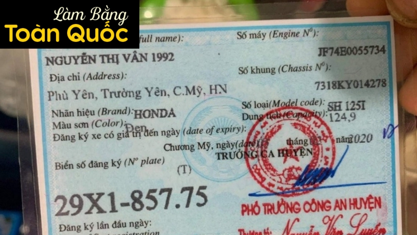 Giao dịch uy tín, làm cà vẹt xe giả không cọc