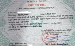 Làm Chứng Chỉ Tư Vấn Du Học Phôi Thật Lấy Ngay Giá Rẻ