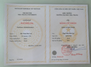 Mẫu bằng trường đại học Nha Trang được làm tại Làm Bằng Đại Học