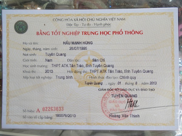 Làm Bằng Cấp 3 Phôi Thật Giá Rẻ Không Cần Học Và Thi