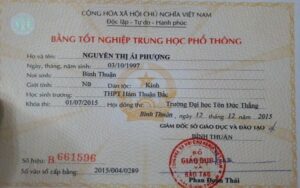 Làm Bằng Cấp 3 Phôi Thật Giá Rẻ Không Cần Học Và Thi